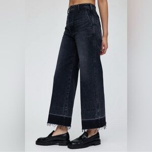 Moussy Elba wide cropped black denim size 28